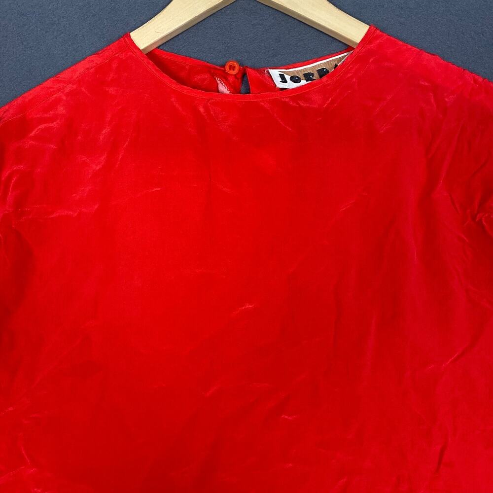 Jordan Top Womens 12 Red 100% Silk Sleeveless Blouse Coastal Core Vintage Preppy - Picture 2 of 12